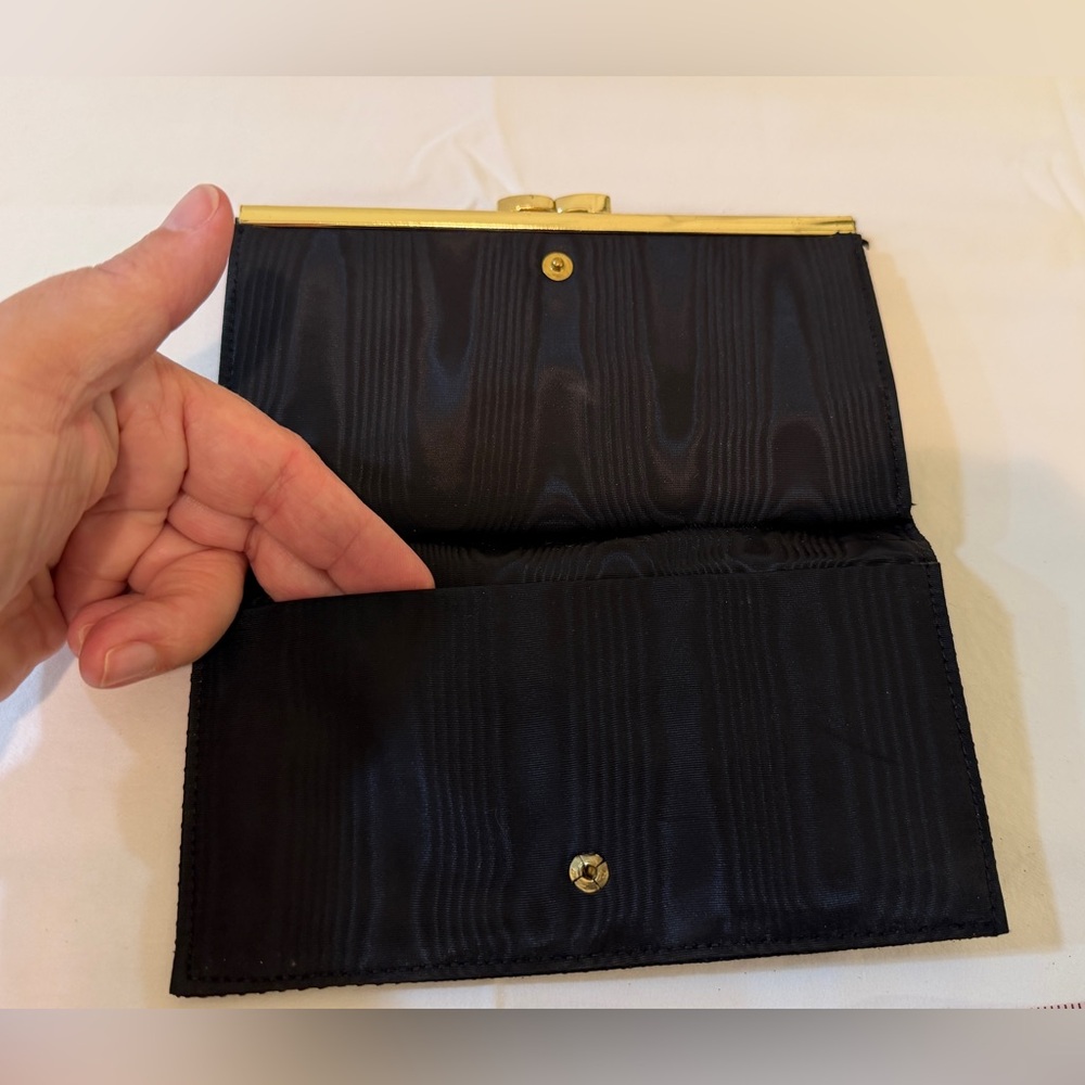 Elegant Black Clutch with Gold Toned Accents - Evening Wear - Picture 7 of 9